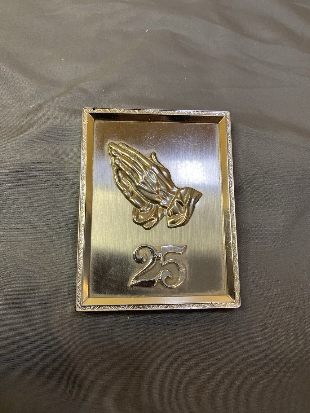 25th Jubilee/Anniversay Plaque 4.25" Pewter Hands